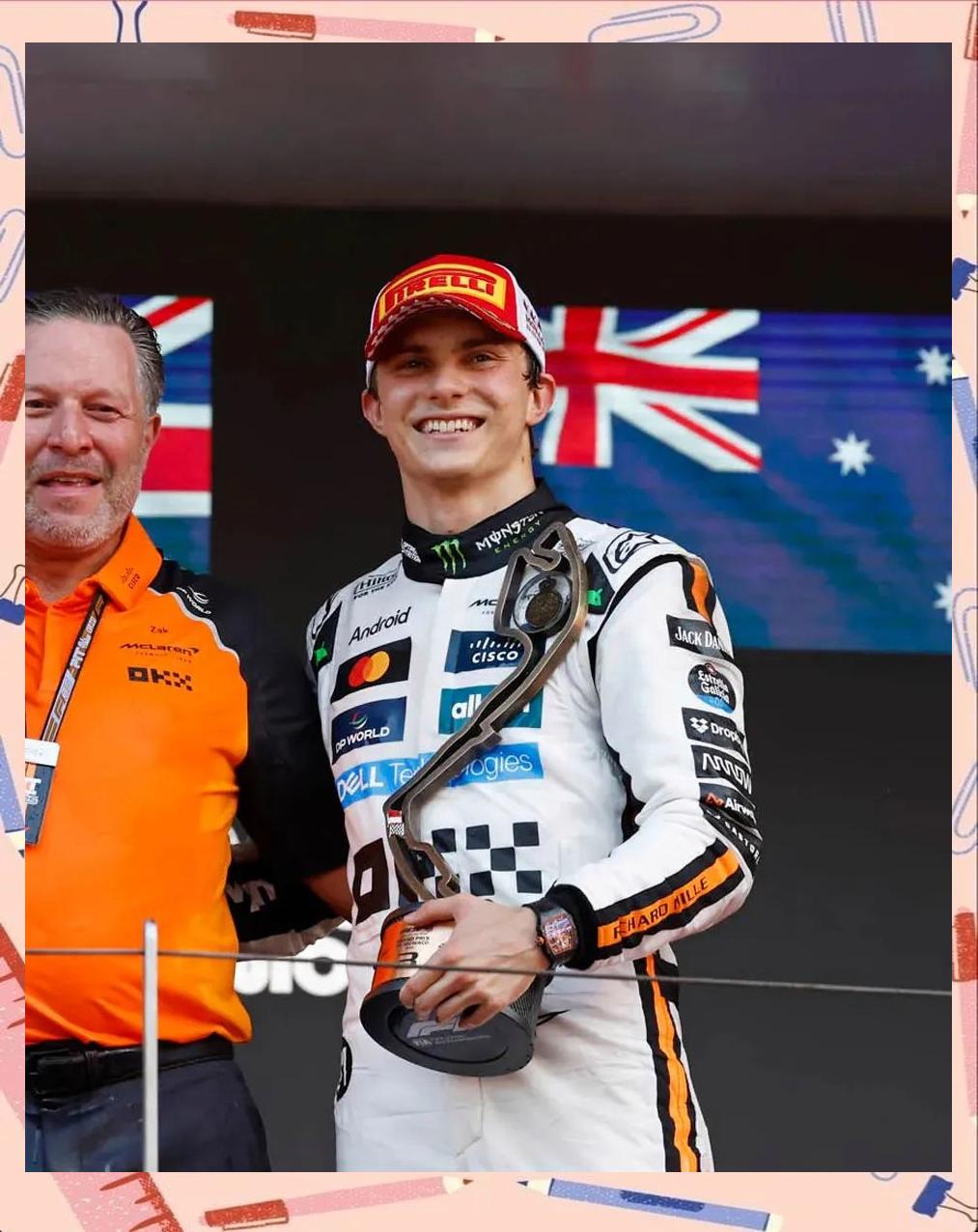 关于迈凯伦险胜雷诺车队，皮亚斯特里高光表现的信息